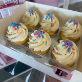 Gender Reveal White Cupcakes - 6 Box